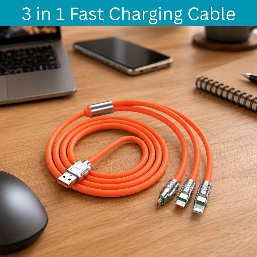 SYARA 3-in-1 Cable 1 m 3-in-1 Fast Charging Cable USB-A to Type-C, Lightning for Mobile & TabletsCK363