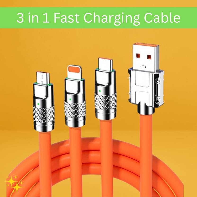 SYARA 3-in-1 Cable 1 m 3 in 1 Charging Cable With Type C, Lightning & Compatible with All MobileDO279