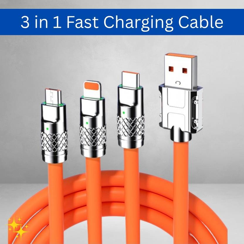 SYARA 3-in-1 Cable 1 m 3 in 1 Charging Cable With Type C, Lightning & Compatible with All MobileDO195