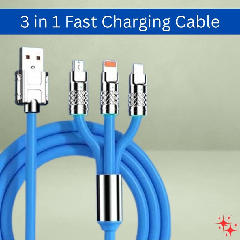SYARA 3-in-1 Cable 1 m 3 in 1 Charging Cable With Type C, Lightning & Compatible with All MobileAO257