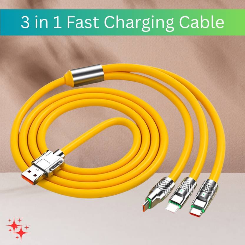 SYARA 3-in-1 Cable 1 m 3 in 1 Charging Cable With Type C, Lightning & Compatible with All MobileFO384