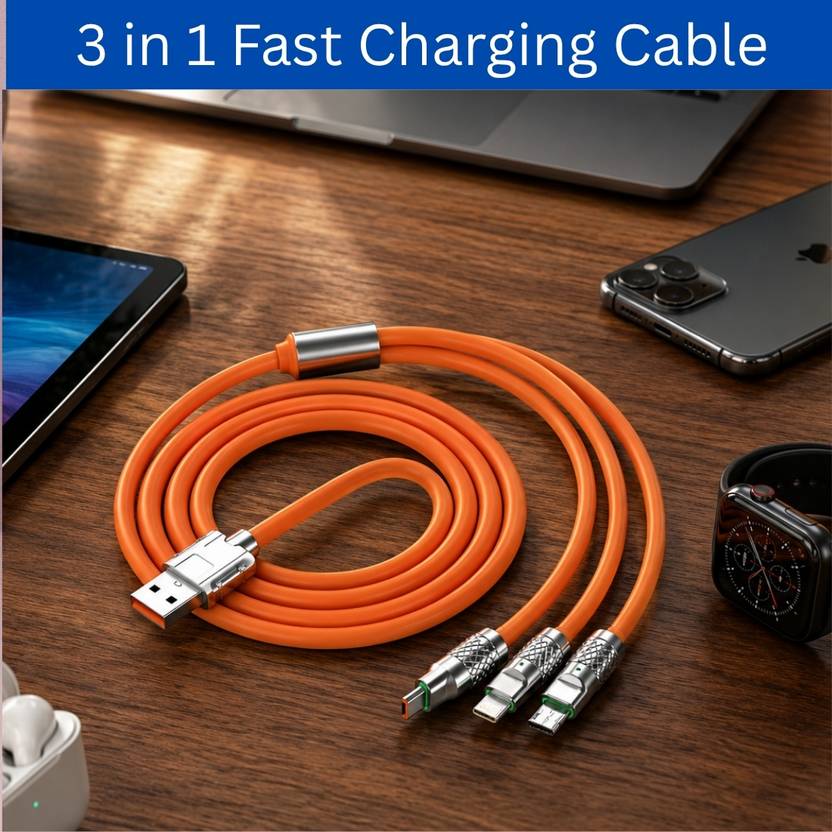 SYARA 3-in-1 Cable 1 m 3-in-1 Fast Charging Cable USB-A to Type-C, Lightning for Mobile & TabletsCK439