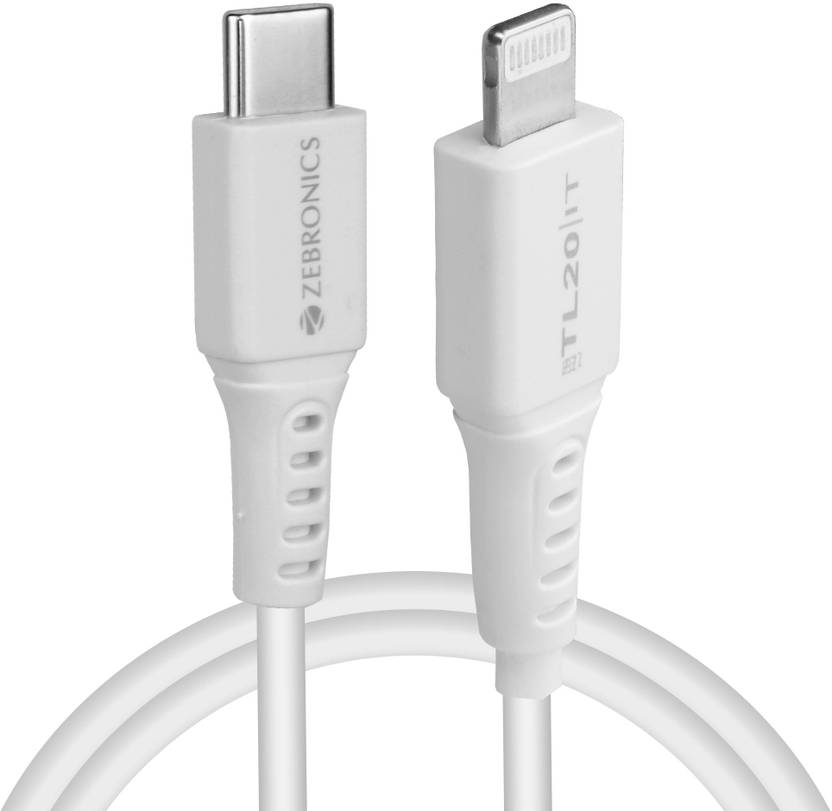 ZEBRONICS Lightning Cable 3 A 1 m PVC ZebTL20 ZEBRONICS
