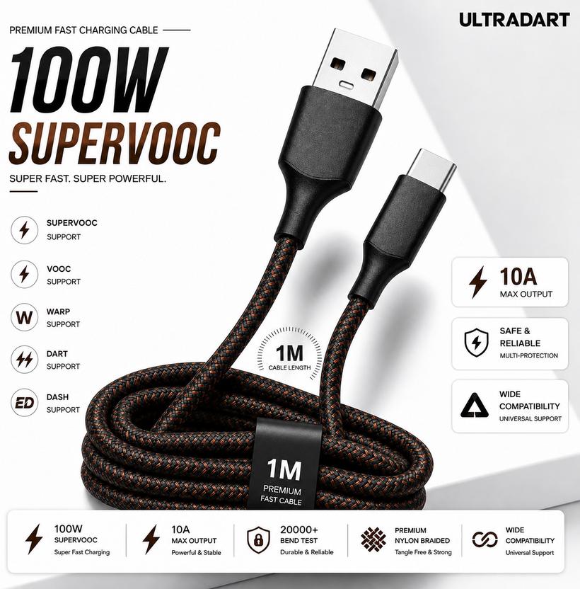 ULTRADART USB Type C Cable 6.5 A 1 m OEM 10A 100W