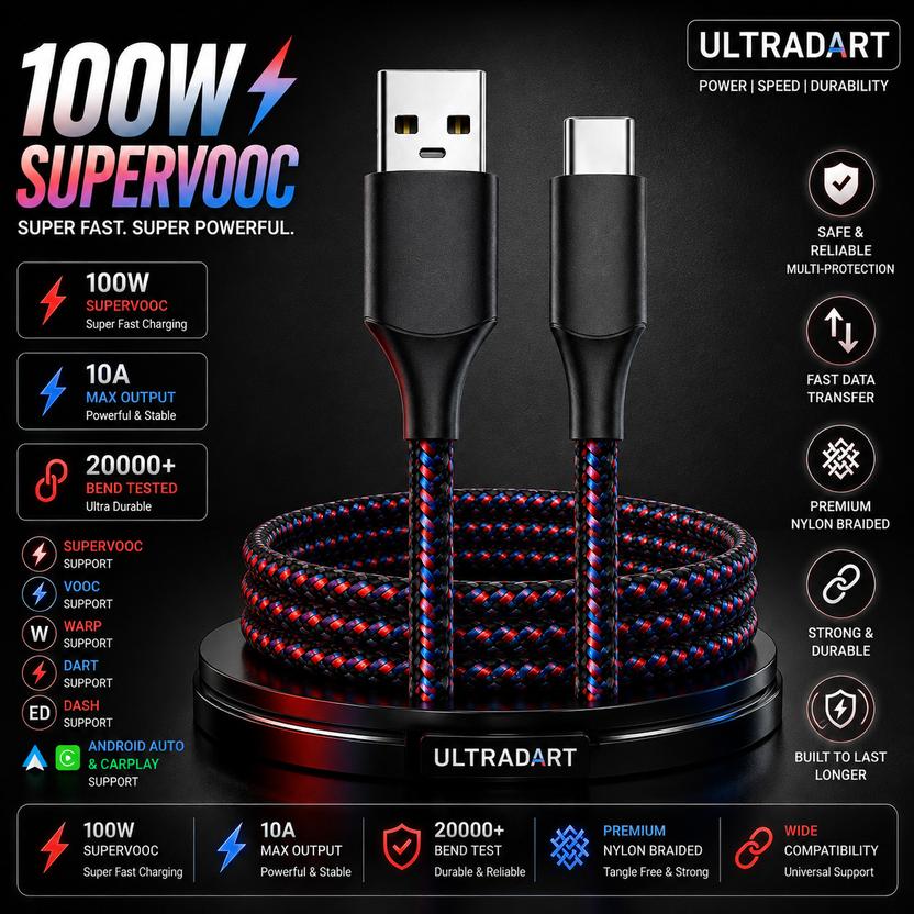 ULTRADART USB Type C Cable 6.5 A 1 m OEM 10A 100W