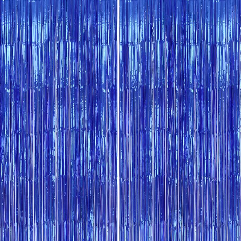 1iAM Blue 2 Pieces Foil Curtains for Birthday, Anniversary, Wedding and Bachelor Party