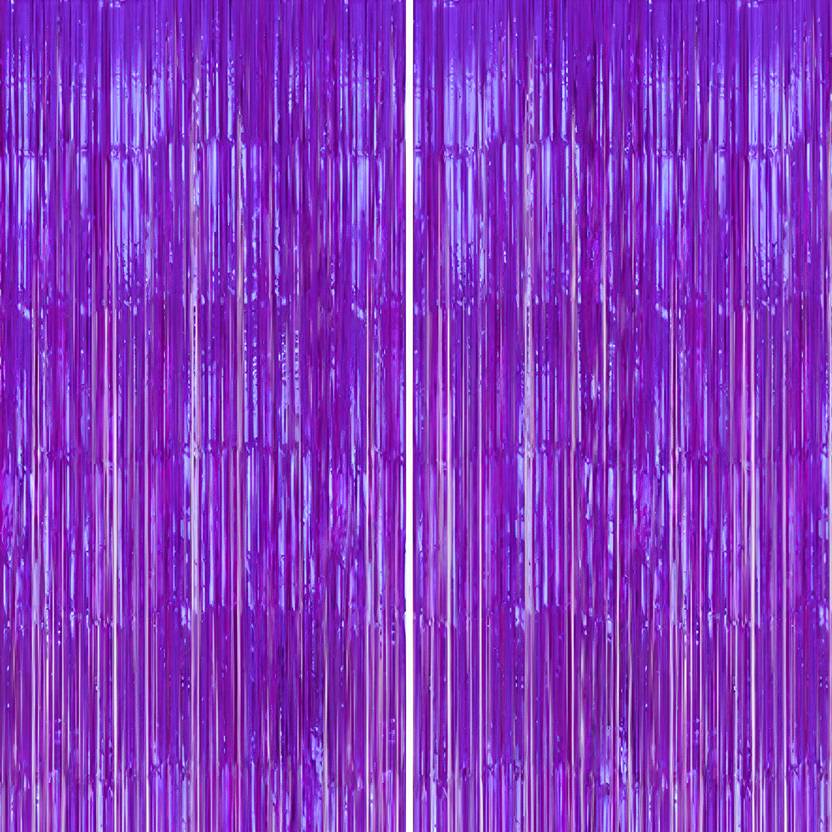 1iAM Purple Metallic Foil Shiny Fringe Curtain for Birthday /Anniversary Decoration
