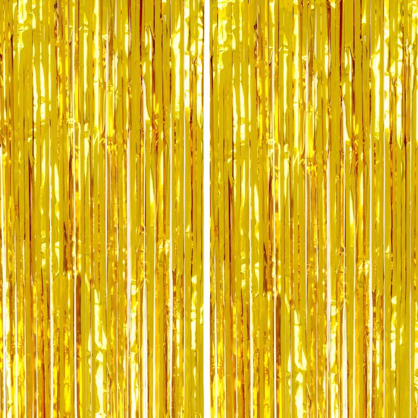 1iAM Golden 2 Pieces Foil Curtains for Birthday, Anniversary, Wedding and Bachelor Party