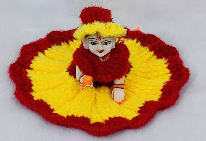 buyagain 1 no.laddu gopal winter woolen poshak with cap (sweater + cap Multicolour poshak Dress