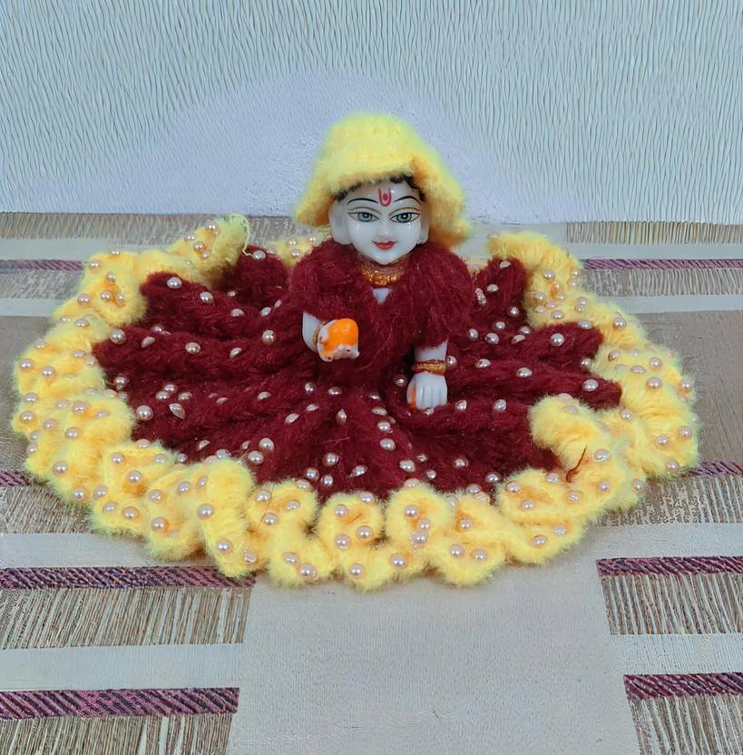 buyagain size 1 no. handmade designer woolen winter laddu gopal poshak with cap set Dress