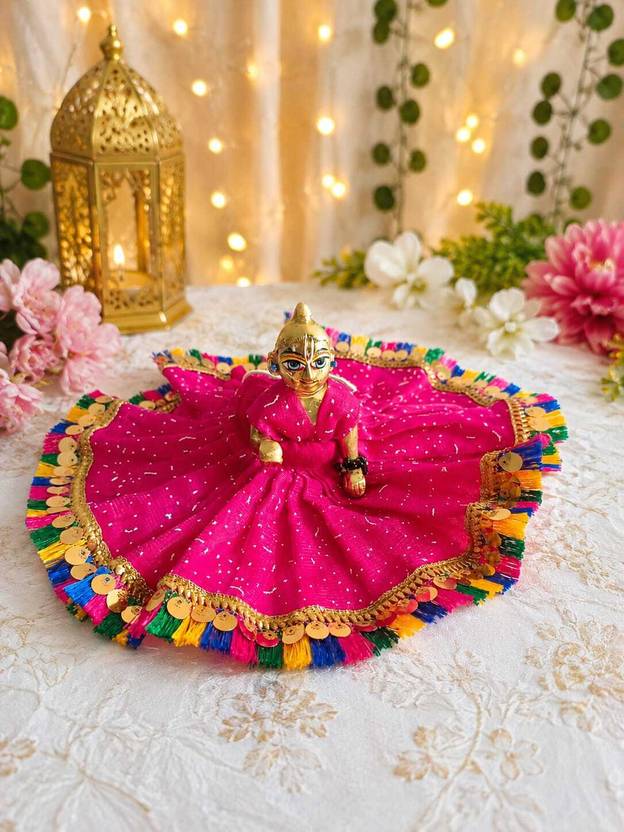 SHREE SHYAMA JI Laddu Gopal Dress Size 0/1, Handmade Designer Pink Poshak Dress