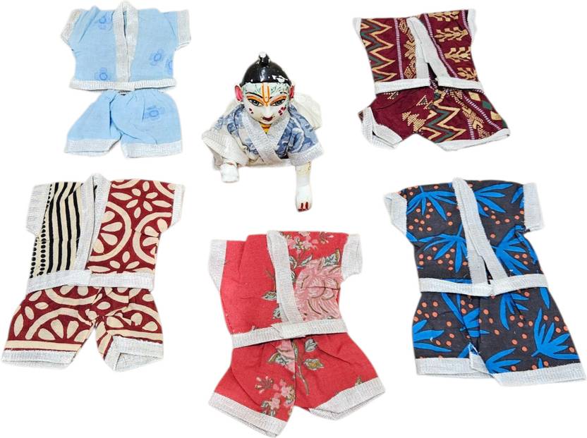 DivyaDrush 5 NO Laddu Gopal Ji Summer Wear Night Suit Pack 6 (Random Color & Print) Dress