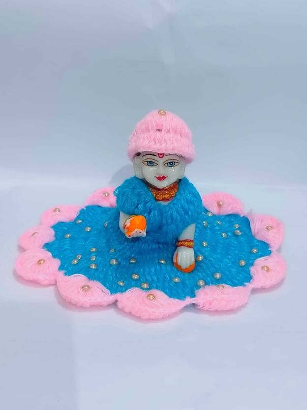buyagain Size 1 no. Handmade Designer Winter woolen Laddu Gopal Poshak with Pearl work Dress
