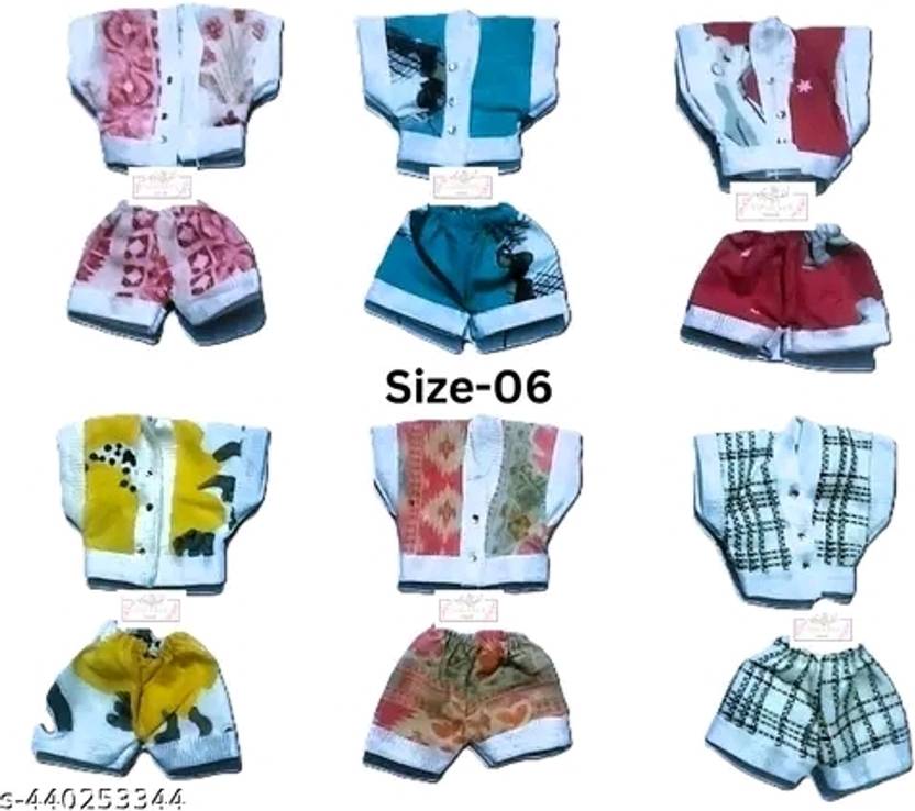 DivyaDrush 6 NO Laddu Gopal Ji Summer Wear Night Suit Pack 6 (Random Color & Print) Dress