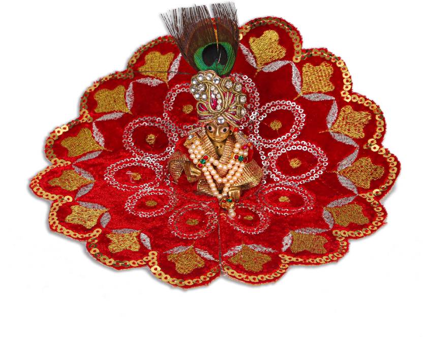 Dulhan Enterprises Heavy Mogra Embroidery Red Thakur ji Poshak for