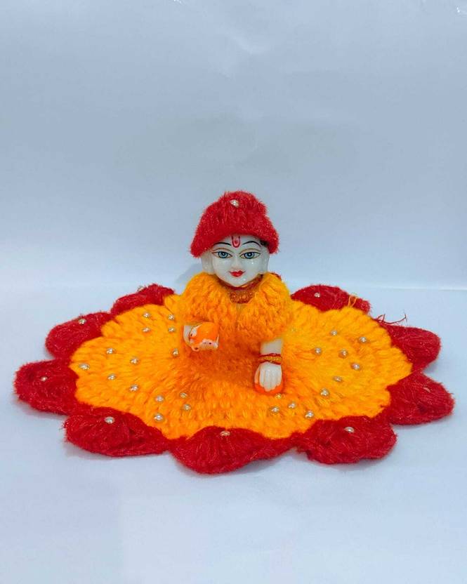 buyagain Size 1 no. handmade Winter woolen stone poshak with Matching Cap for laddu gopal Dress