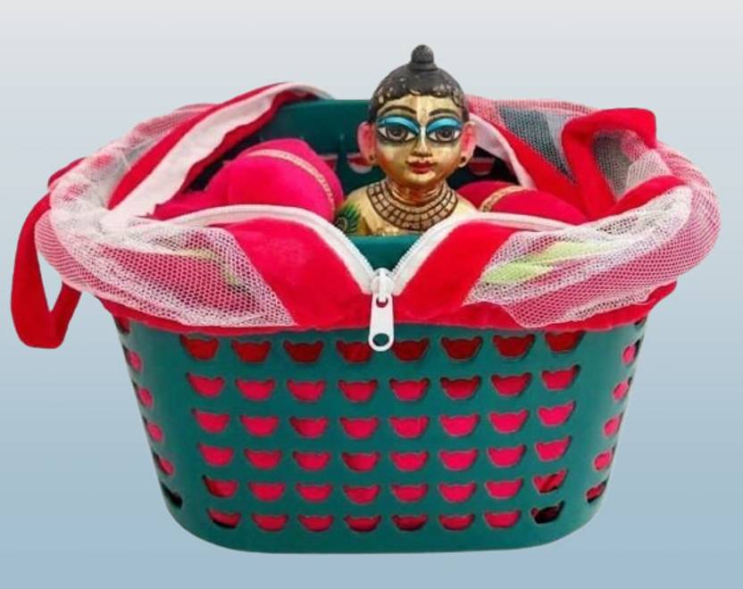 DeepCart Laddu Gopal Basket Tokri for Kanha Ji with Adjustable Mosquito Net {Size-0-6} Dress