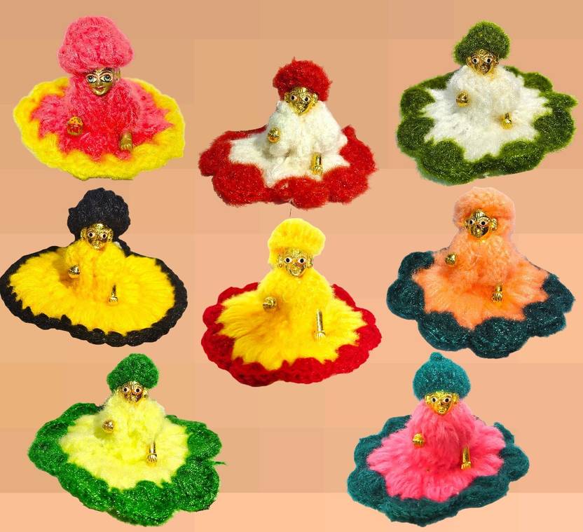 Rudram Designer Woolen Dress Set of 8 with Cap | Laddu Gopal Size 0 Dress