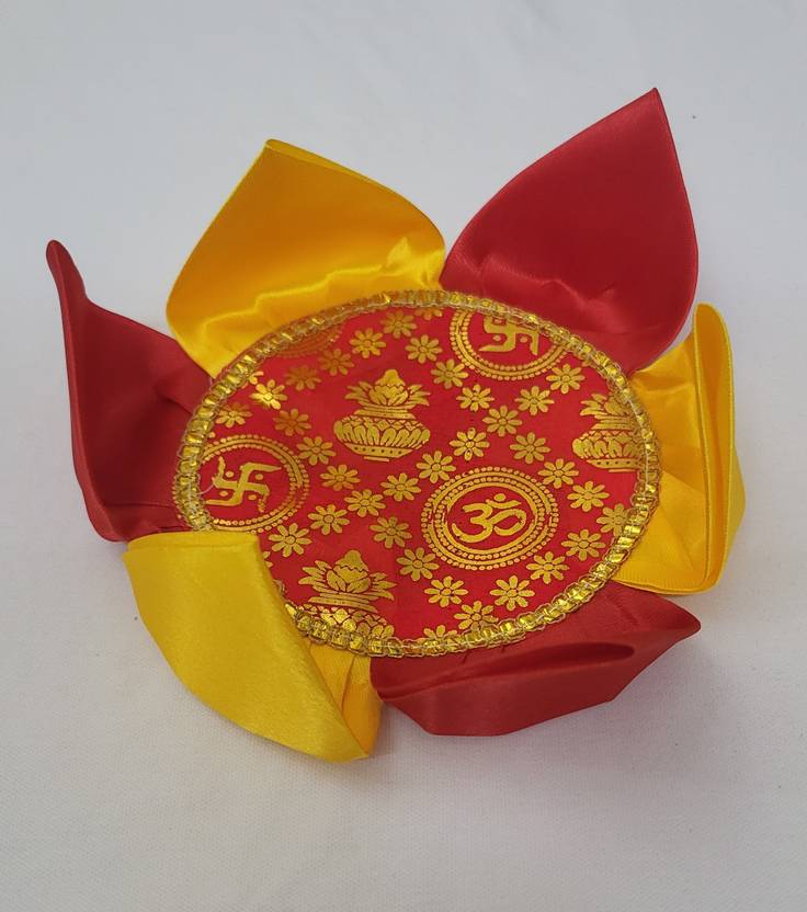 Shyama Collection Size 1, 2 and 3 Lotus Shape Red and Yellow Aasan for Radha Rani Kanha ji Dress