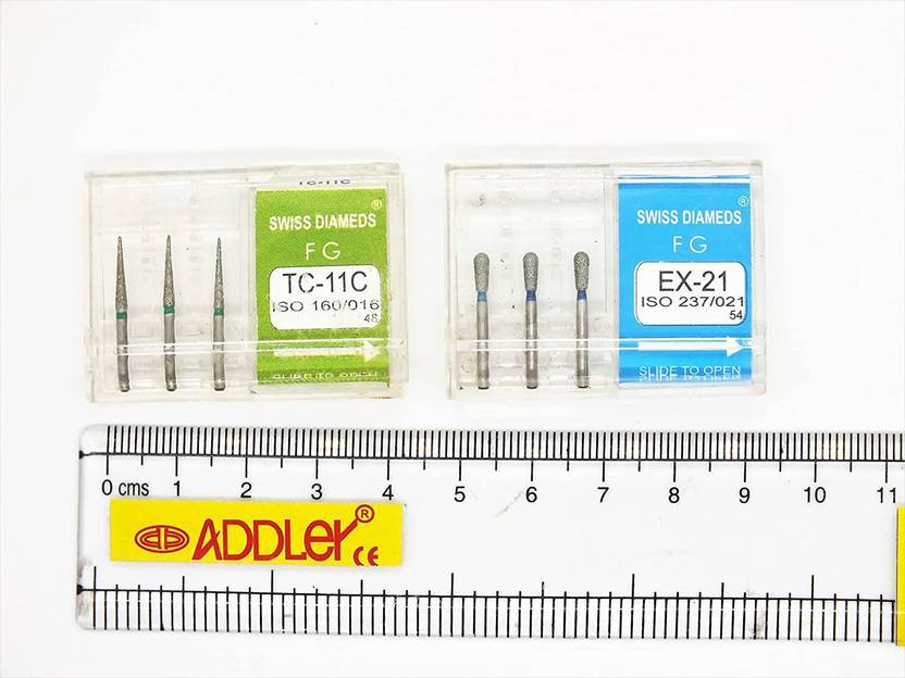ADDLER SWISS DIA DENTAL FG DIAMOND COATED BURS TC11C, EX21 HIGH SPEED