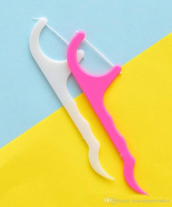 Elecsera 20 Pcs Disposable Oral Gum Teeth Clean Floss Thread Dental Nylon Wire Flossers Plastic Tooth Picks