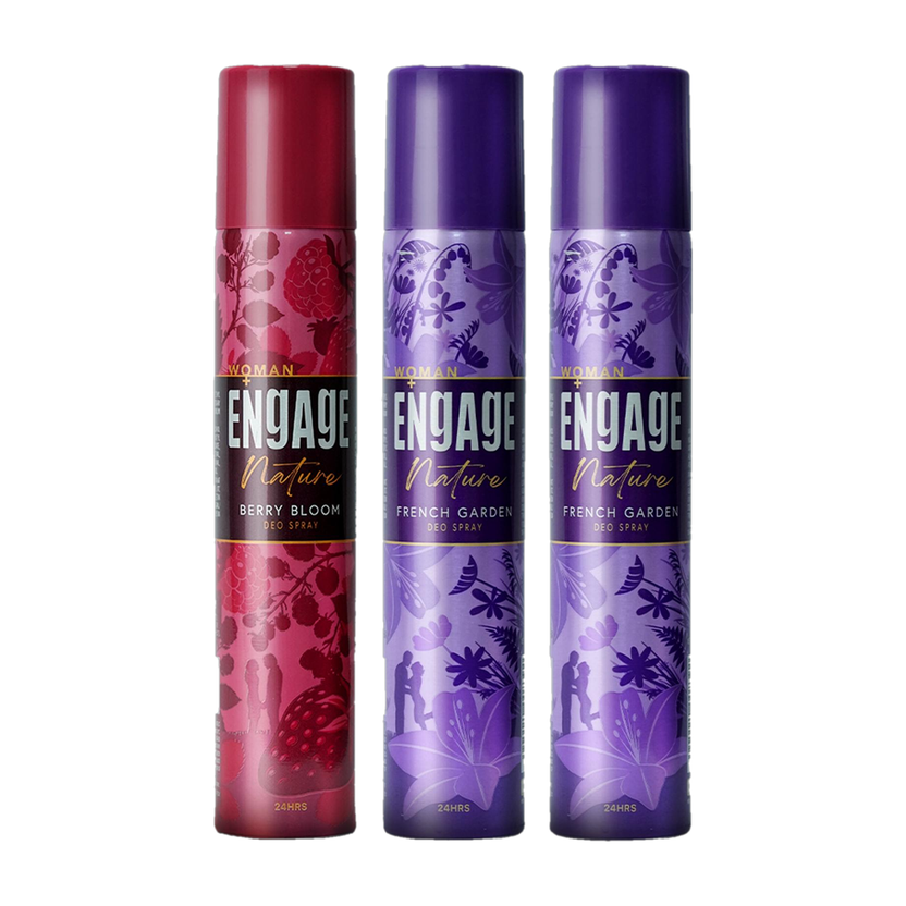 Engage Nature Deo 2 Berry Bloom & 1 French Garden Deodorant Spray - 150ml x