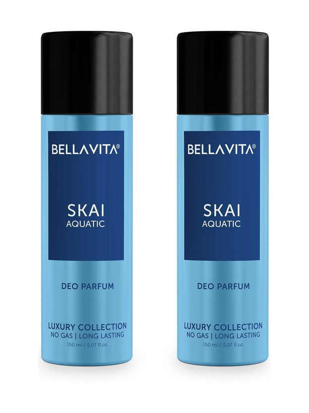 Click to enlarge BELLAVITA SKAI Aquatic Body Parfum Deo Combo, Long Lasting Premium Fragrance (Pack of 2) Deodorant Spray - For Men - Price in India, Buy BELLAVITA SKAI Aquatic Body Parfum Deo Combo, Long Lasting Premium Fragrance (Pack of 2) Deodorant Spray - Fo