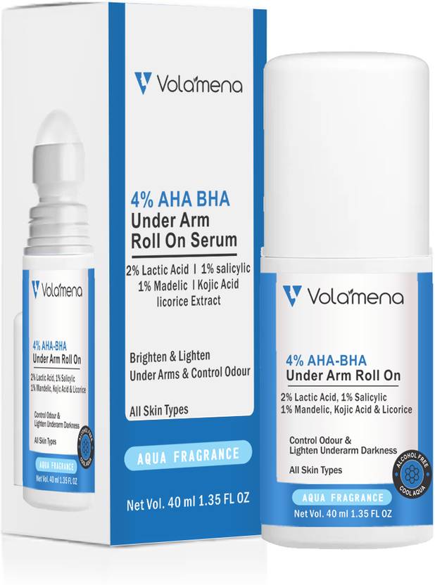 Volamena Organics AHA BHA Underarm Roll on With Aqua Fragrence For Underarm Odour Deodorant Roll-on - For Men & Women