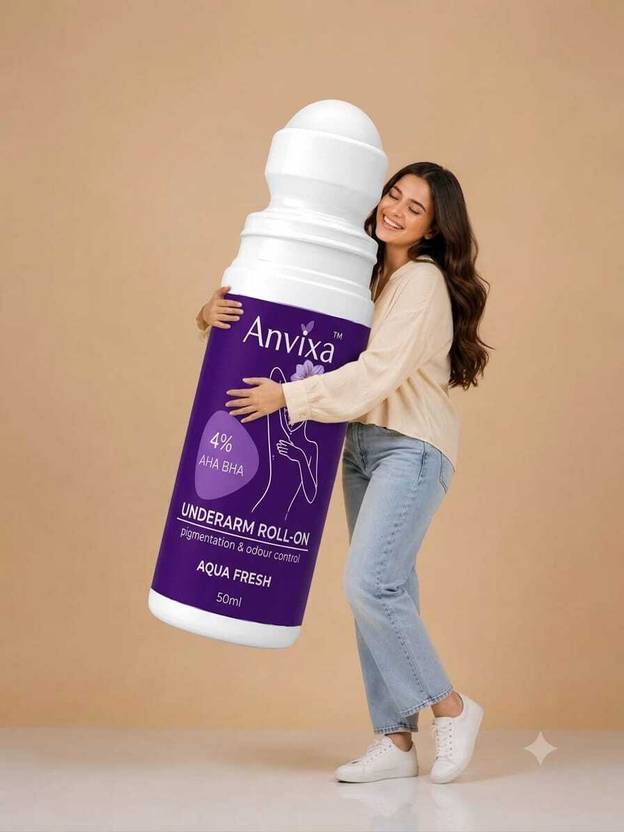 Anvixa 4% AHA BHA | Pigmentation & Odour Control | Aqua Fresh Deodorant Deodorant Roll-on  -  For Women