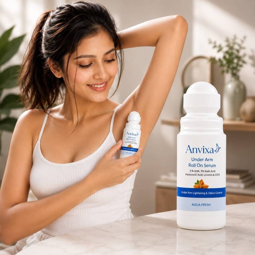 Anvixa Underarm Roll On For Pigmentation & Odour Control | 5% AHA 3% Kozic Acid Deodorant Roll-on  -  For Women
