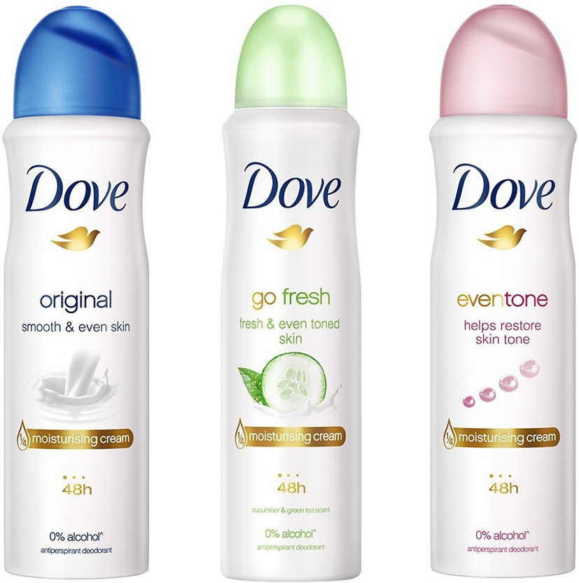 DOVE Original, Go Fresh and Eventone Deodorant Deodorant Spray -...more