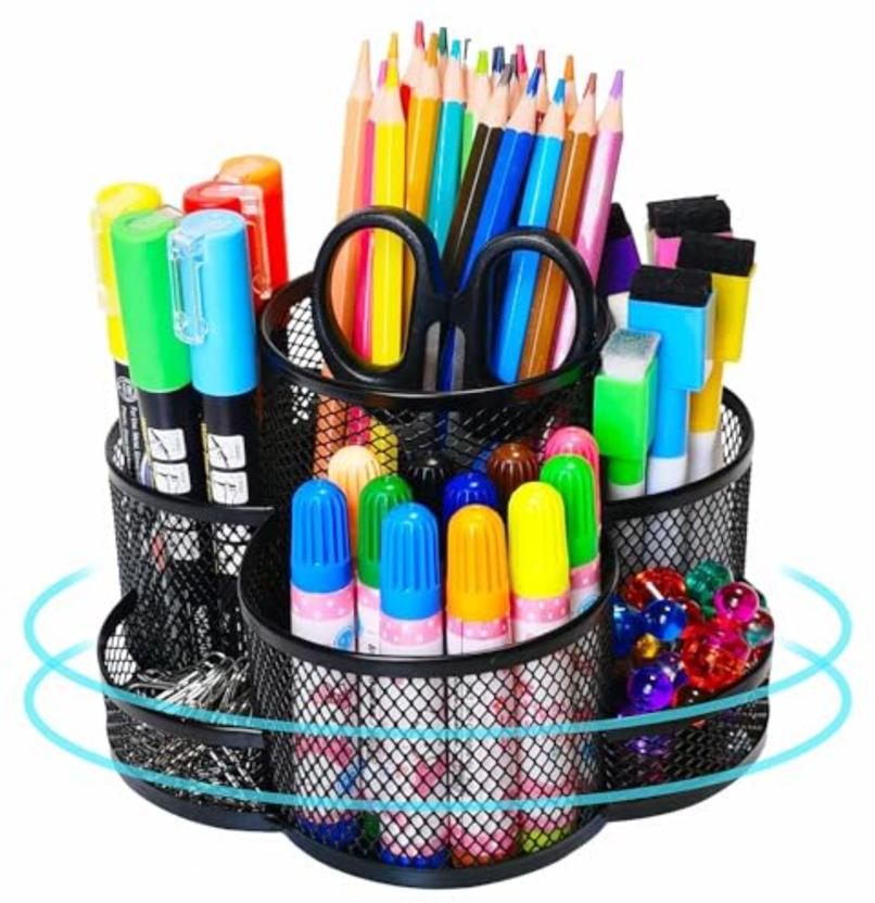 DeskFlex 7 Compartments Metal Rotateable Stationery