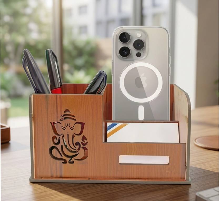 MDF handicraft 3 Compartments MDF 3 mm Pen Stand / Pen Holder.