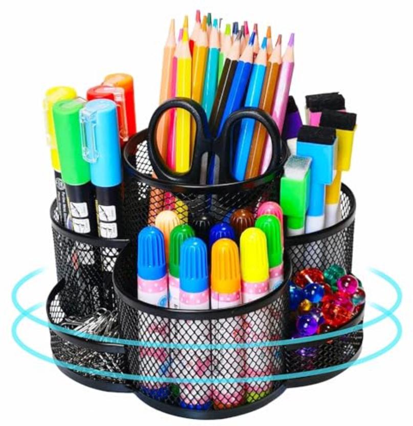 DeskFlex 7 Compartments Metal Rotateable Stationery