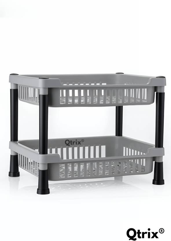 Womens First Choice Fruits/Vegetables Kitchen Rack Plastic 2-Layer Kitchen Trolley Stand/Multipurpose Rack for Kitchen Storage