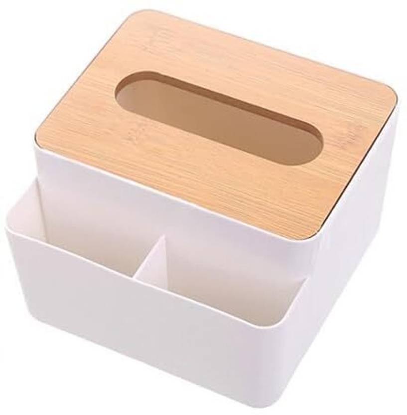 Shreeshann 3 Compartments Plastic Tissue box with Remote Holder