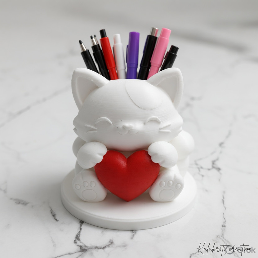 3D Printed Minimalist Pen Stand & Desk Organizer – 1 Compartment, PLA | Kalakriti Creations