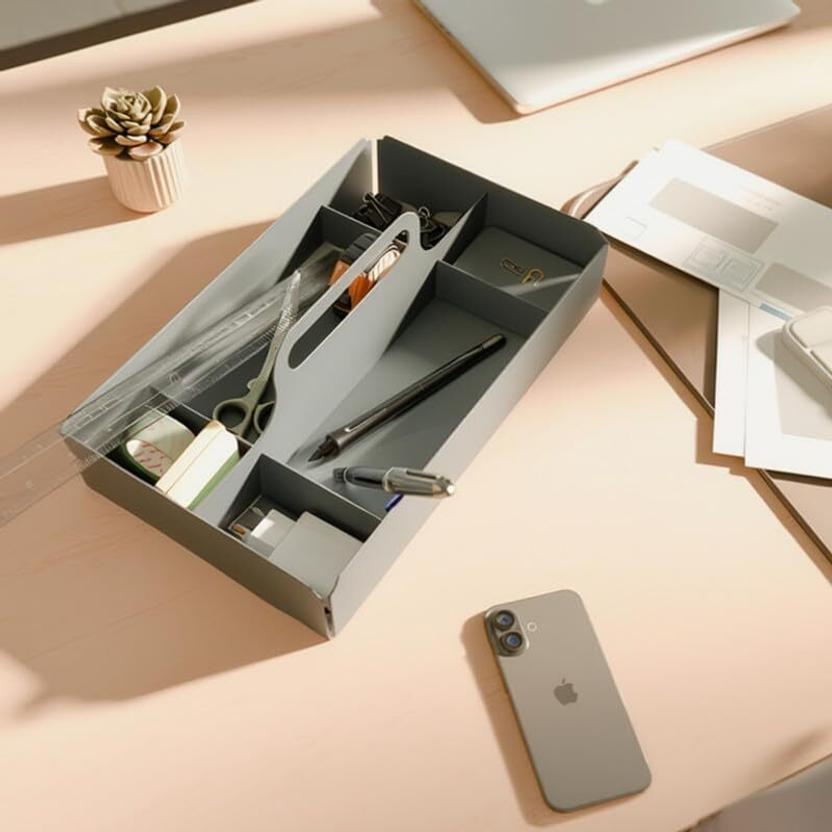Aline7 6 Compartments Metal Multi-Purpose Desk Kit