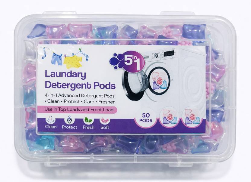 AVAIKSA 5-in-1 Dissolvable Laundry Pods | Pack of 50 Ocean Detergent Pod