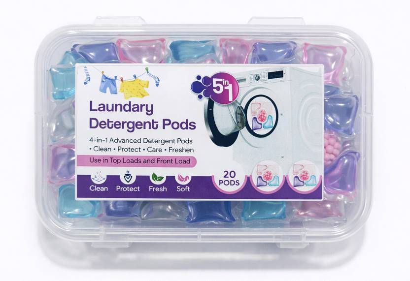 AVAIKSA 5-in-1 Dissolvable Laundry Pods | Pack of 20 Ocean Detergent Pod