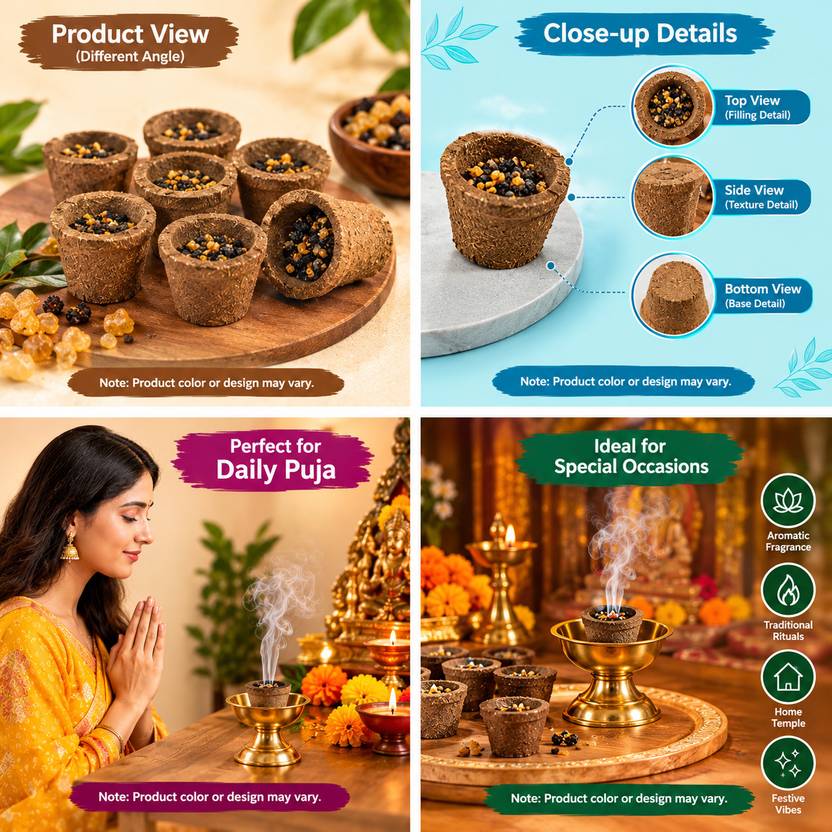 ISHANI Sambrani Dhoop Cups Sandalwood Traditional Puja Incense Home Temple Prayer God Guggul Dhoop