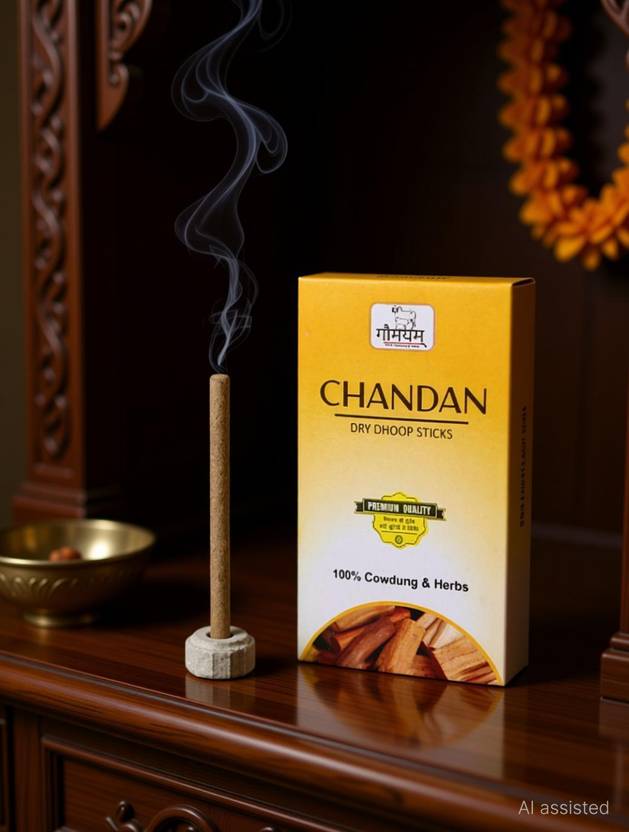 Gaumayam CHANDAN Dhoop Sticks for Pooja with Stand Incense Dhoop dhup batti Herbal Sandal Dhoop