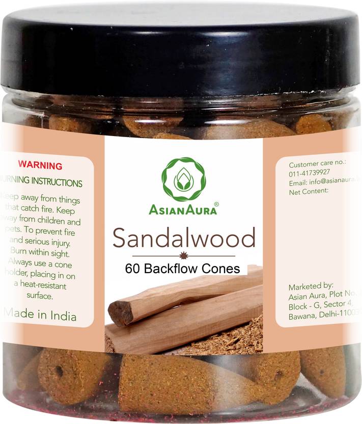 Asian Aura 60 Backflow Cones Sandal Sandal Dhoop
