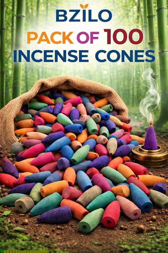 BZILO Backflow ONLY 100 Cones Incense Dhoop Cones Smoke Meditation & Pooja A29 Dhoop