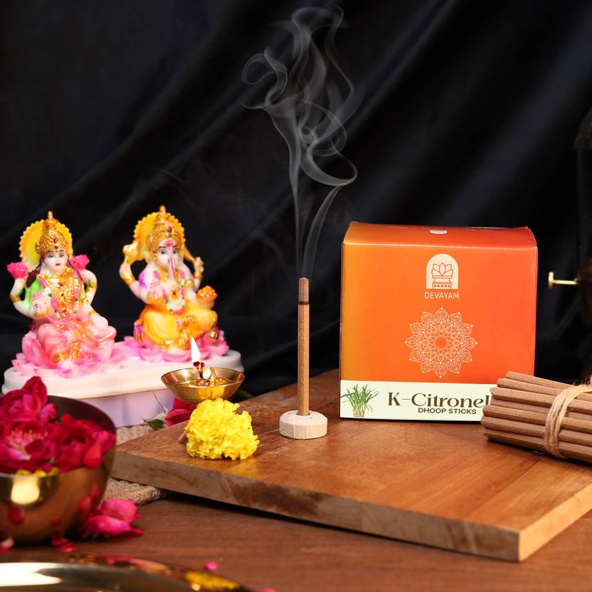 Devayam BambooLess Dhoop Stick, Charcoal-Free, LowSmoke for Puja, Meditation, Citronella Dhoop
