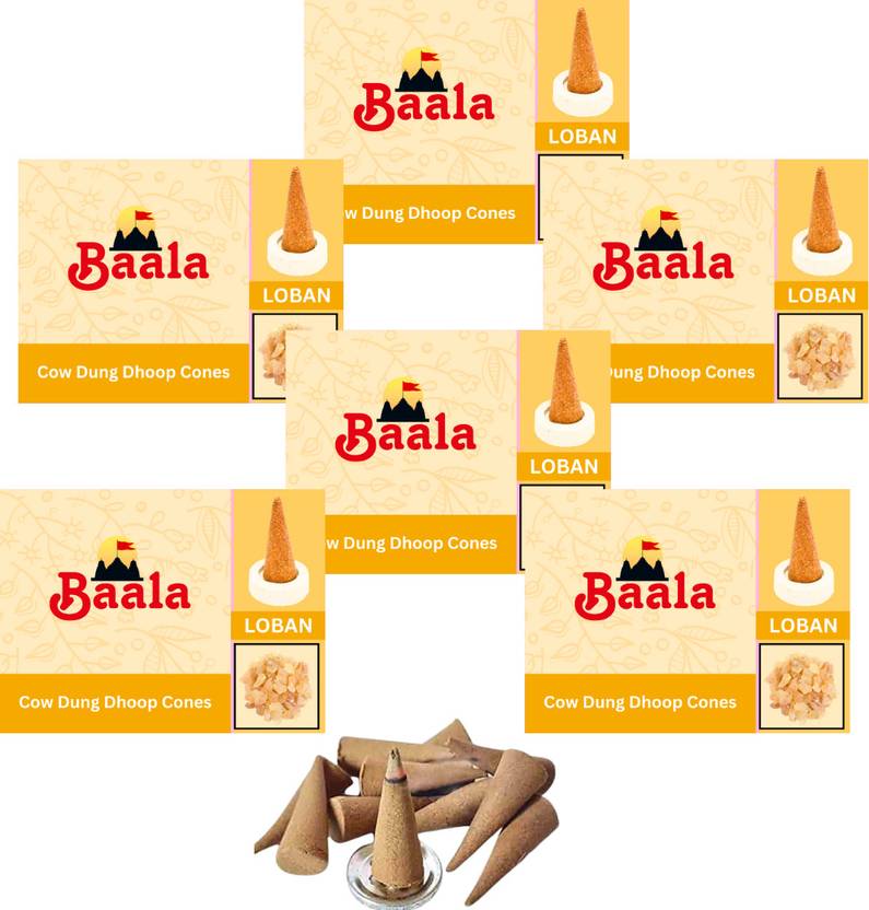 Baala LOBAN Dhoop Cones for Pooja Organic 60 Panchagavya Cones with Stand Frankincense Dhoop