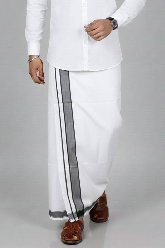 TUNI MANI Cotton Kerala Dhoti | Traditional South Indian Vesti/Mundu 2.0meter Solid Men Dhoti
