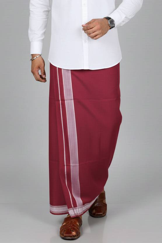 TUNI MANI Cotton Kerala Dhoti | Traditional South Indian Vesti/Mundu 2.0meter Solid Men Dhoti