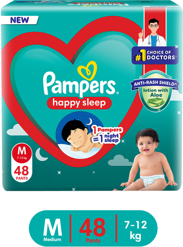 Pampers Happy Sleep Anti Rash Shield Pant Diapers - M