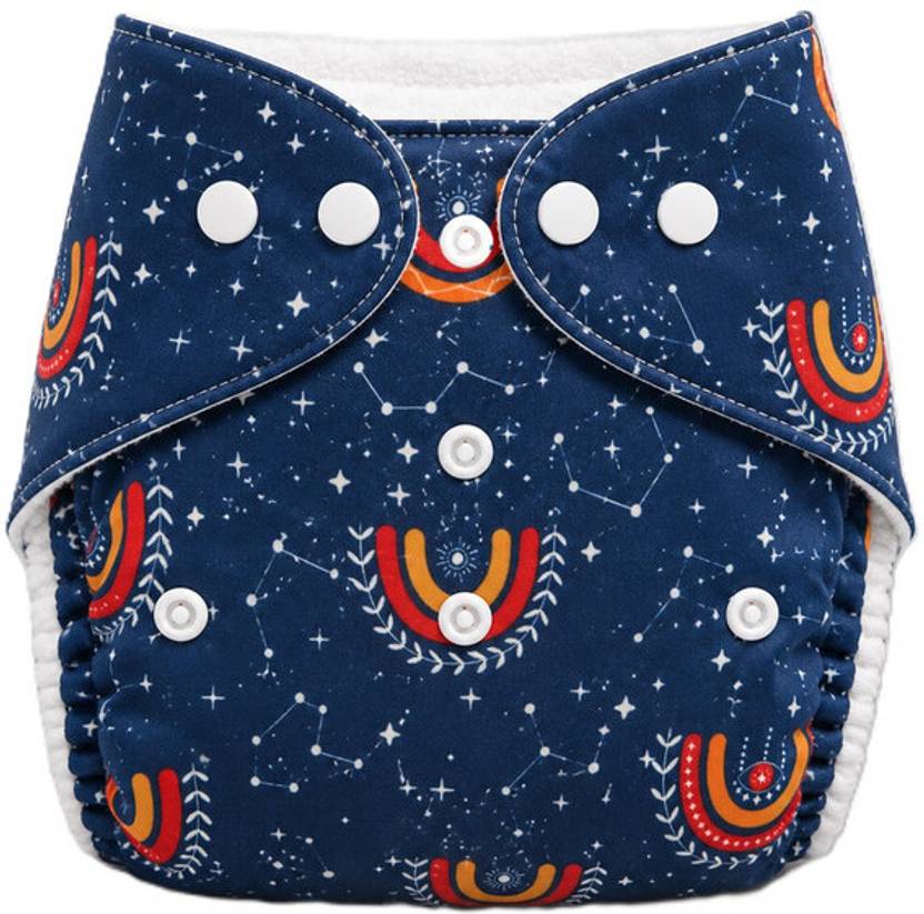MOMSARC Cotton Cloth Baby Diapers (DarkPurple Stars)